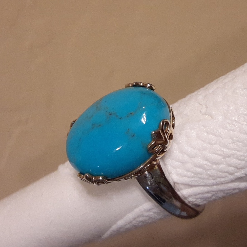 925 Genuine Turquoise, Gold over Sterling. FIRM. - Picture 4 of 16